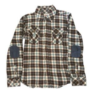 Boys Appaman  Brown Plaid Shirt with Elbow Patches